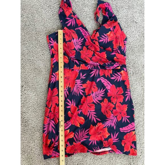 Land’s End Women’s Modest‎ Chlorine-Resistant Surplice Swim Dress Sz 18 - Picture 9 of 9